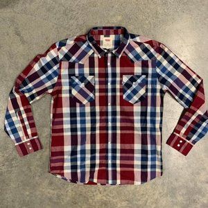 Levi's Authentic USA Plaid Pearl Snap XL